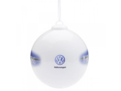 Фарфоровый елочный шар с изображением Volkswagen Beetle Merry Christmas